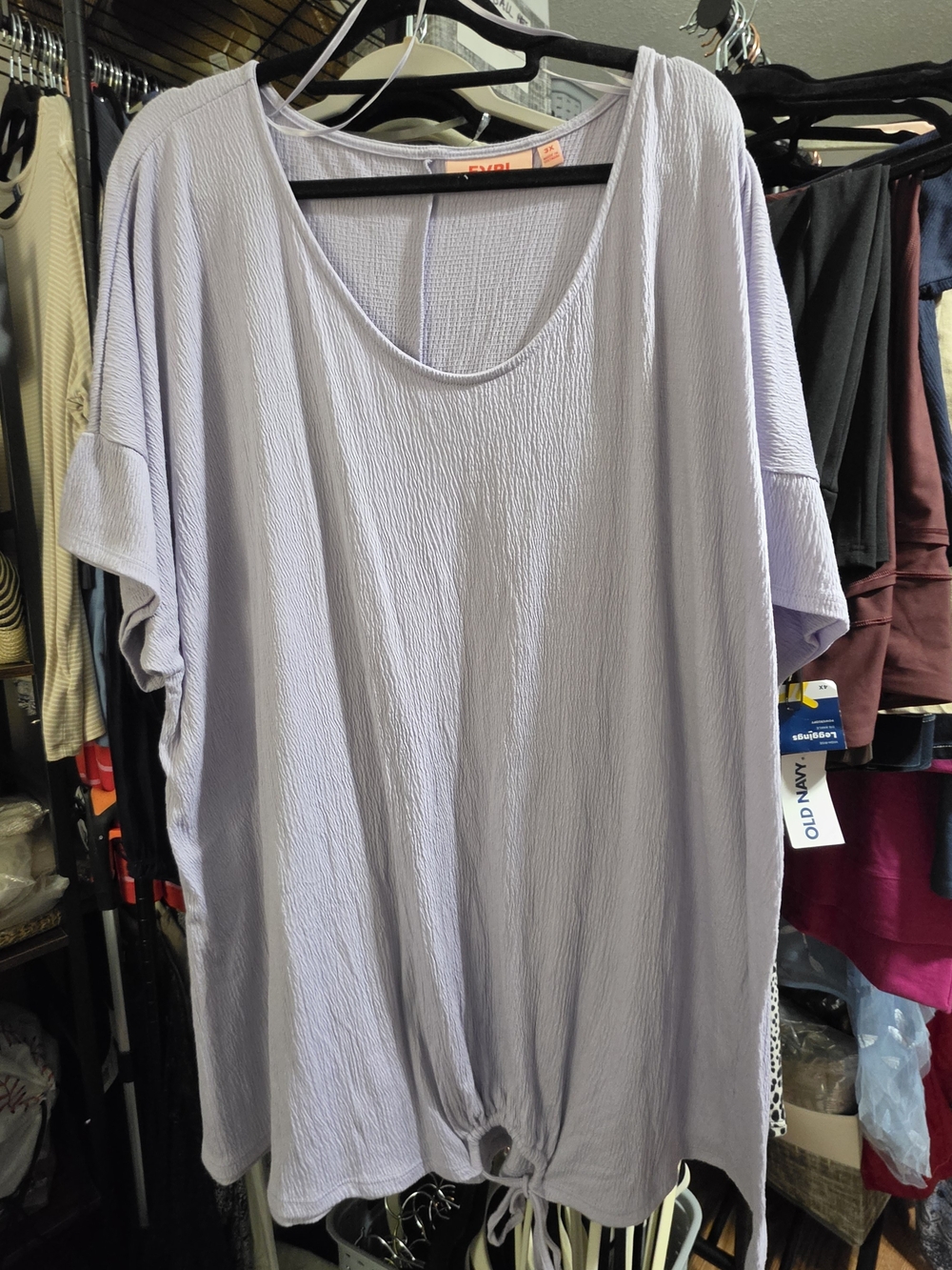 EVRI Women's Light Lavender Tie-Hem Tunic Top